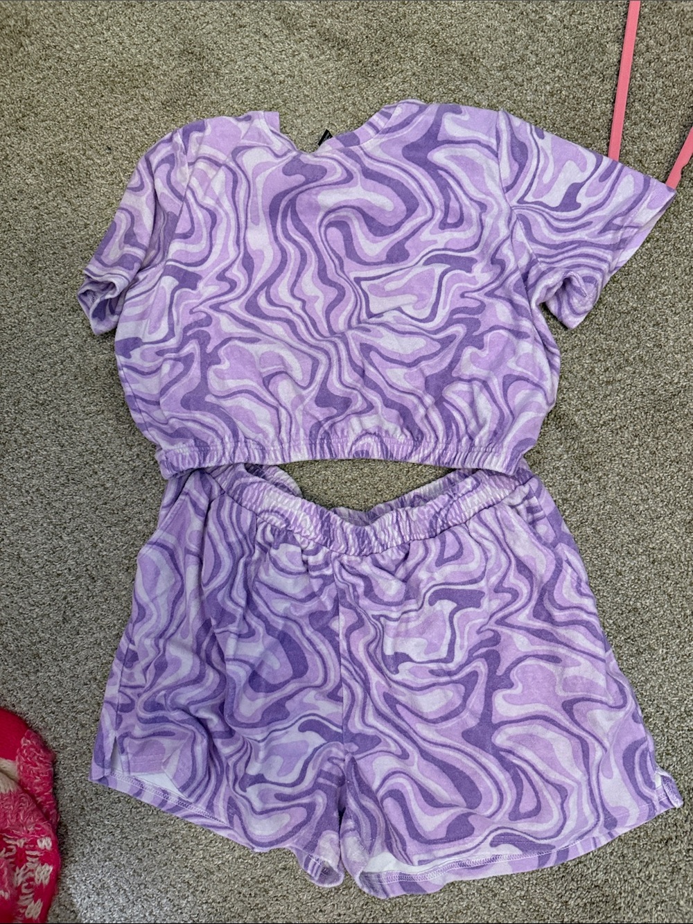 Forever 21 Lavender Marble Two-Piece terry cloth Loungewear Set
